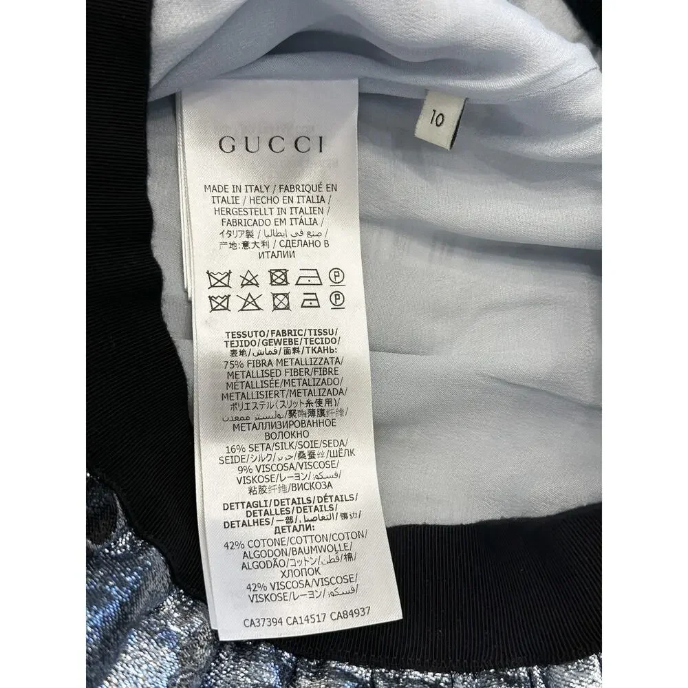 Gucci Girls Metallic Duck Print Jacquard Pleated Skirt Blue Size 10 Italy